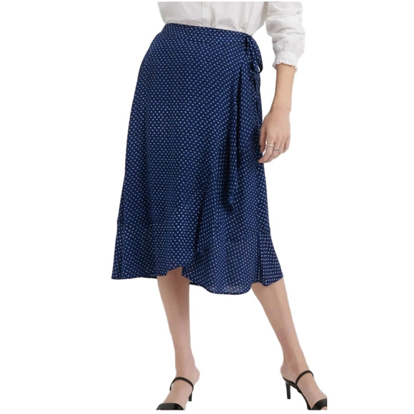 Lucky Brand Asymmetrical Navy-Blue Wrap Skirt Size M - Picture 2 of 7